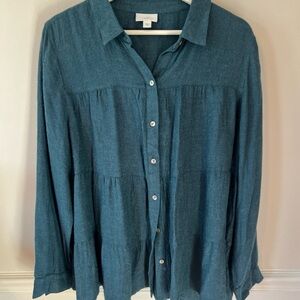 J. Jill Teal Button-Down Shirt Boho
